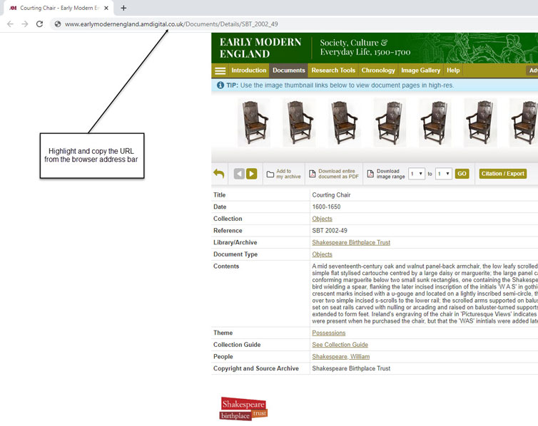 Document Details page and browser address bar